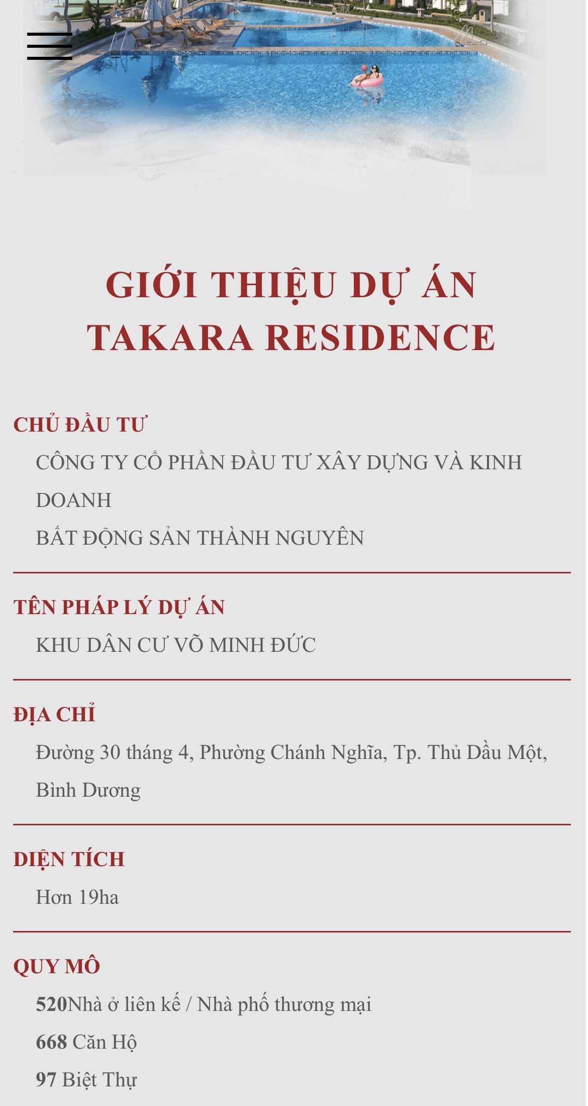 KHU DÂN CƯ TAKARA RESIDENCE - TP.THỦ DẦU MỘT-TỈNH BÌNH DƯƠNG